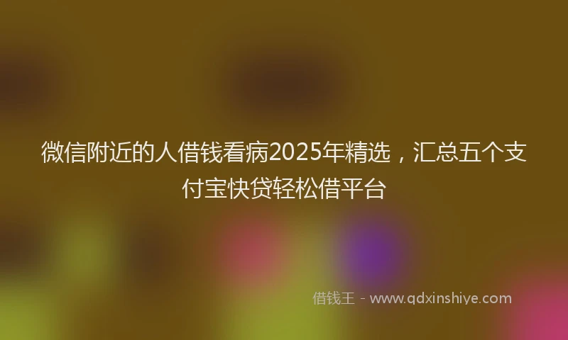 微信附近的人借钱看病2025年精选，汇总五个支付宝快贷轻松借平台