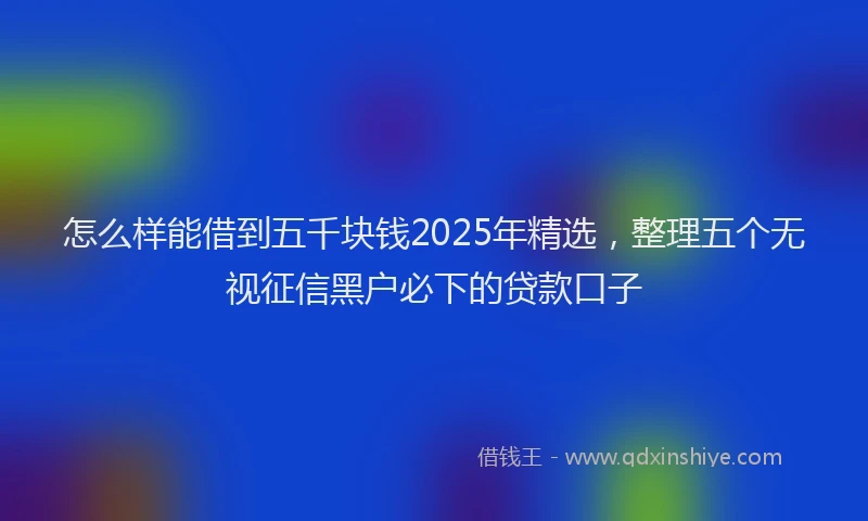怎么样能借到五千块钱2025年精选，整理五个无视征信黑户必下的贷款口子