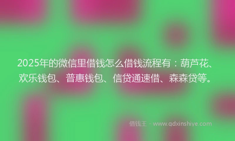 2025年的微信里借钱怎么借钱流程有：葫芦花、欢乐钱包、普惠钱包、信贷通速借、森森贷等。