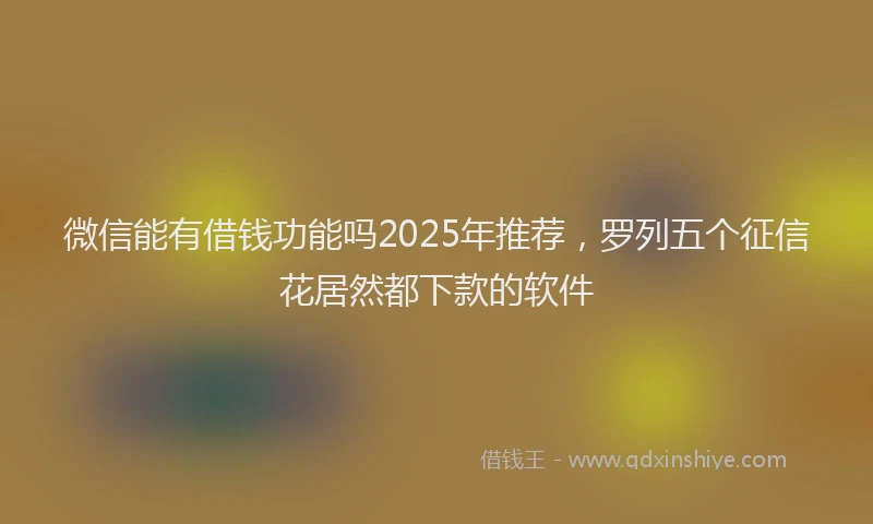 微信能有借钱功能吗2025年推荐，罗列五个征信花居然都下款的软件