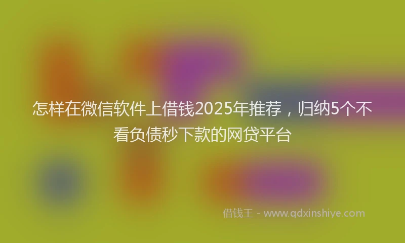 怎样在微信软件上借钱2025年推荐，归纳5个不看负债秒下款的网贷平台