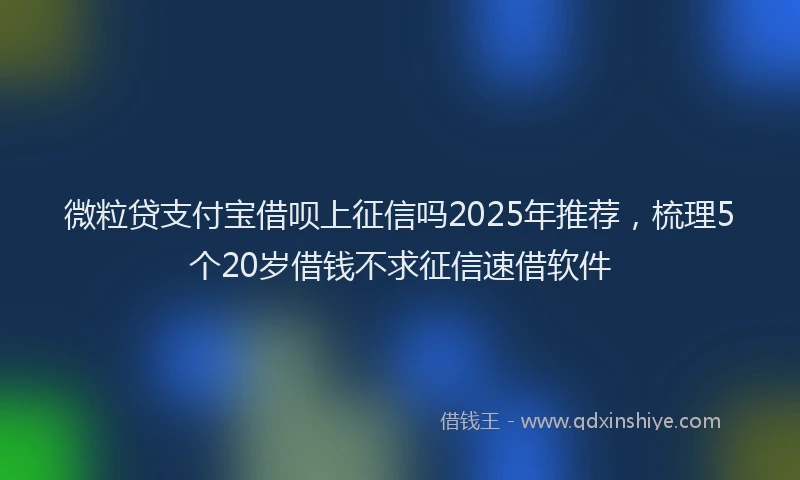 微粒贷支付宝借呗上征信吗2025年推荐，梳理5个20岁借钱不求征信速借软件