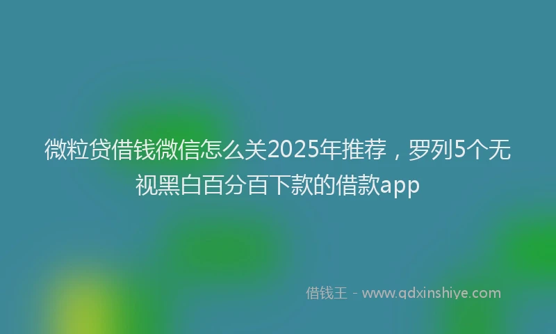 微粒贷借钱微信怎么关2025年推荐，罗列5个无视黑白百分百下款的借款app