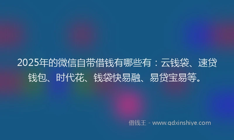 2025年的微信自带借钱有哪些有：云钱袋、速贷钱包、时代花、钱袋快易融、易贷宝易等。