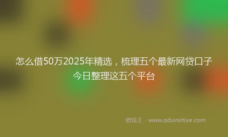 怎么借50万2025年精选，梳理五个最新网贷口子今日整理这五个平台