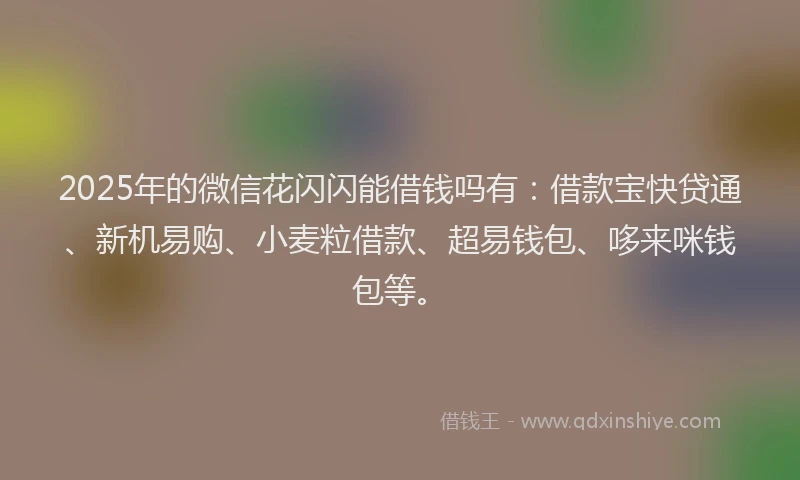 2025年的微信花闪闪能借钱吗有：借款宝快贷通、新机易购、小麦粒借款、超易钱包、哆来咪钱包等。