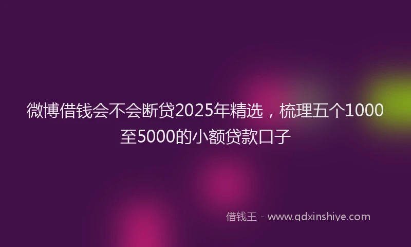 微博借钱会不会断贷2025年精选，梳理五个1000至5000的小额贷款口子