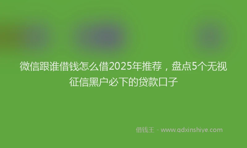 微信跟谁借钱怎么借2025年推荐，盘点5个无视征信黑户必下的贷款口子