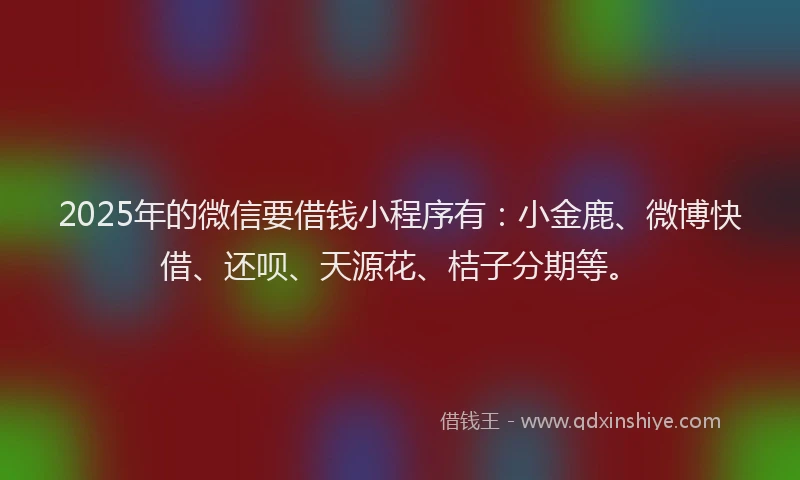2025年的微信要借钱小程序有：小金鹿、微博快借、还呗、天源花、桔子分期等。