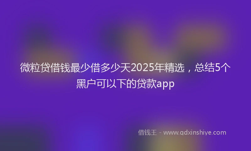 微粒贷借钱最少借多少天2025年精选，总结5个黑户可以下的贷款app