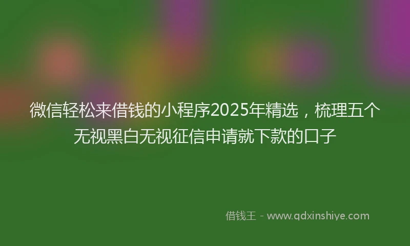 微信轻松来借钱的小程序2025年精选，梳理五个无视黑白无视征信申请就下款的口子