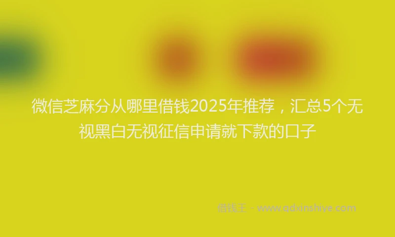 微信芝麻分从哪里借钱2025年推荐，汇总5个无视黑白无视征信申请就下款的口子