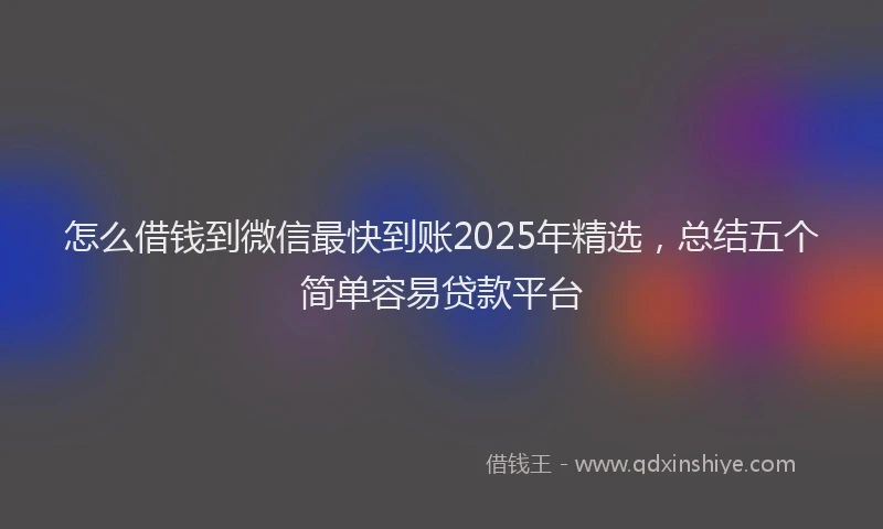 怎么借钱到微信最快到账2025年精选，总结五个简单容易贷款平台