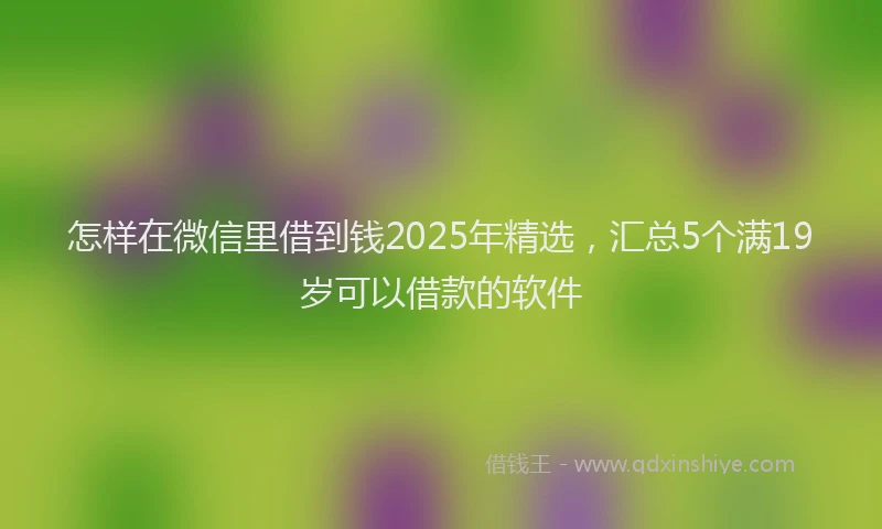 怎样在微信里借到钱2025年精选，汇总5个满19岁可以借款的软件