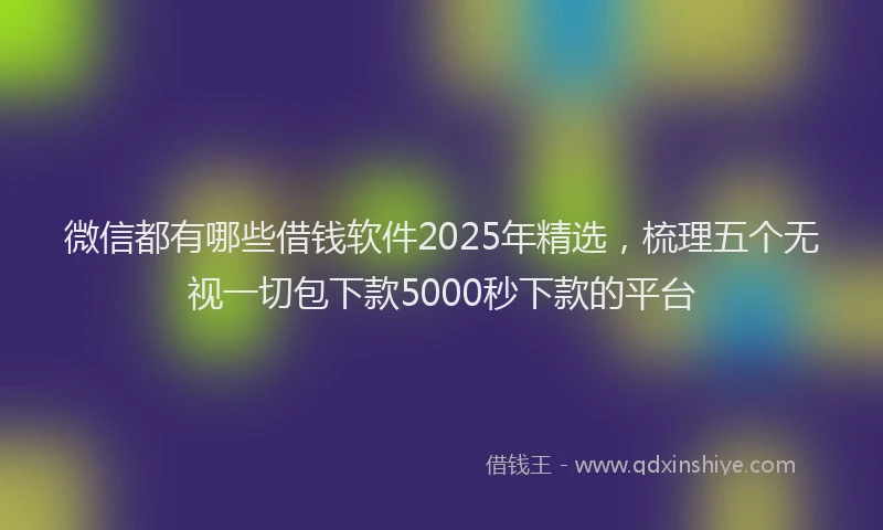 微信都有哪些借钱软件2025年精选，梳理五个无视一切包下款5000秒下款的平台