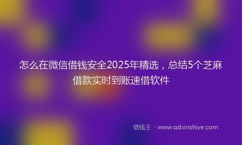 怎么在微信借钱安全2025年精选，总结5个芝麻借款实时到账速借软件