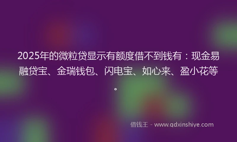 2025年的微粒贷显示有额度借不到钱有：现金易融贷宝、金瑞钱包、闪电宝、如心来、盈小花等。
