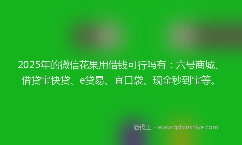 2025年的微信花果用借钱可行吗有：六号商城、借贷宝快贷、e贷易、宜口袋、现金秒到宝等。
