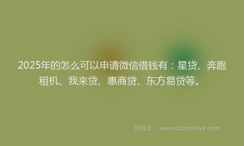 2025年的怎么可以申请微信借钱有：星贷、奔跑租机、我来贷、惠商贷、东方易贷等。