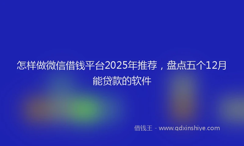 怎样做微信借钱平台2025年推荐，盘点五个12月能贷款的软件
