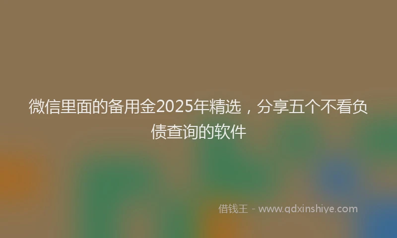 微信里面的备用金2025年精选，分享五个不看负债查询的软件