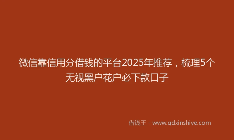 微信靠信用分借钱的平台2025年推荐，梳理5个无视黑户花户必下款口子