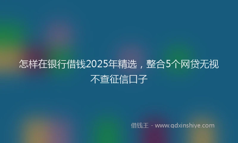 怎样在银行借钱2025年精选，整合5个网贷无视不查征信口子