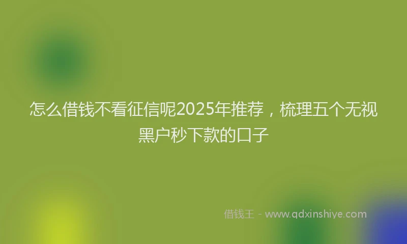 怎么借钱不看征信呢2025年推荐，梳理五个无视黑户秒下款的口子