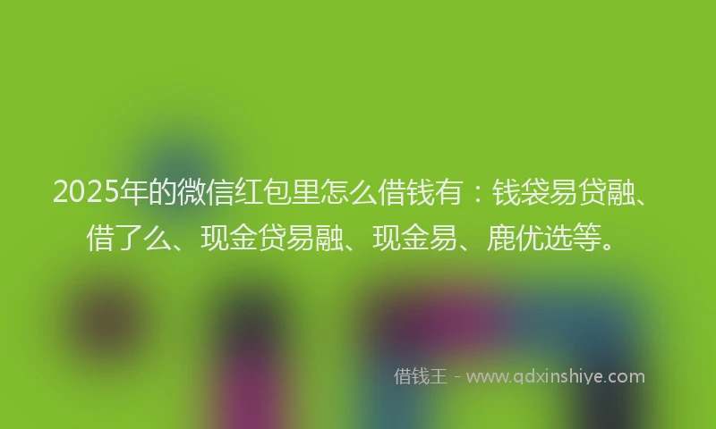 2025年的微信红包里怎么借钱有：钱袋易贷融、借了么、现金贷易融、现金易、鹿优选等。