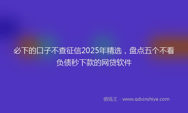 必下的口子不查征信2025年精选，盘点五个不看负债秒下款的网贷软件