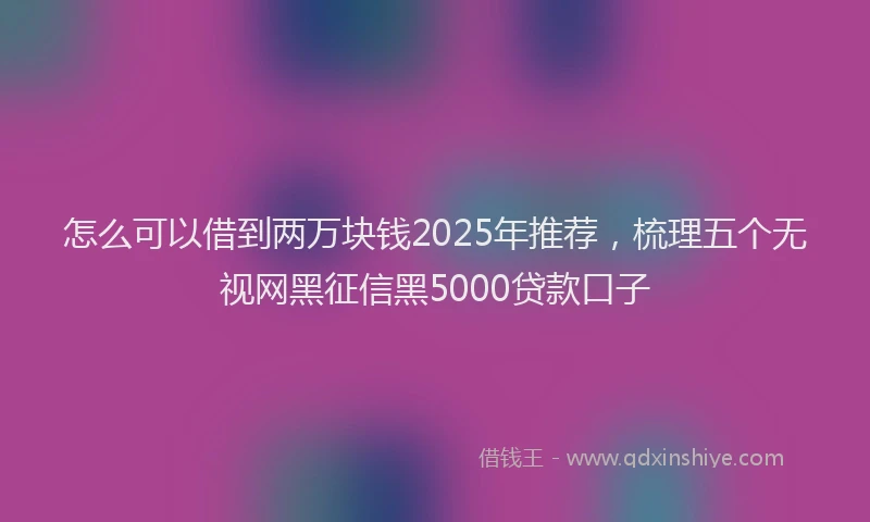 怎么可以借到两万块钱2025年推荐，梳理五个无视网黑征信黑5000贷款口子