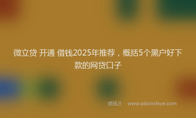 微立贷 开通 借钱2025年推荐，概括5个黑户好下款的网贷口子