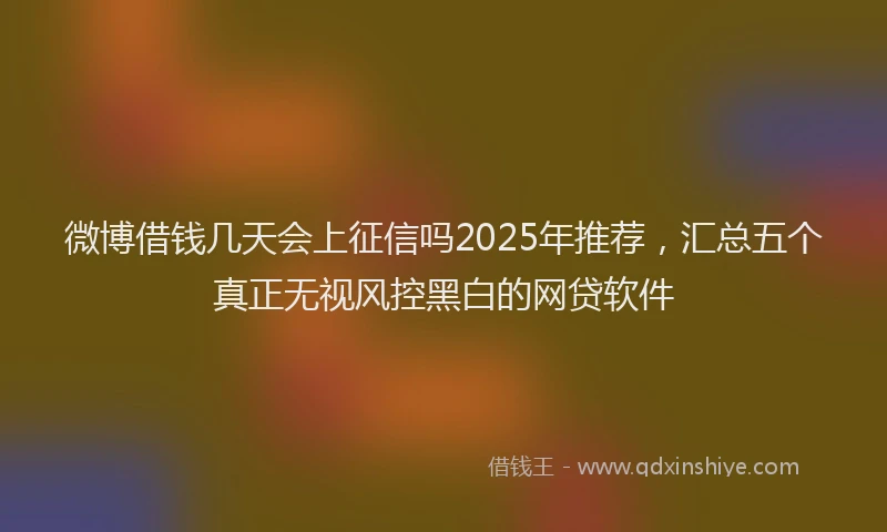 微博借钱几天会上征信吗2025年推荐，汇总五个真正无视风控黑白的网贷软件