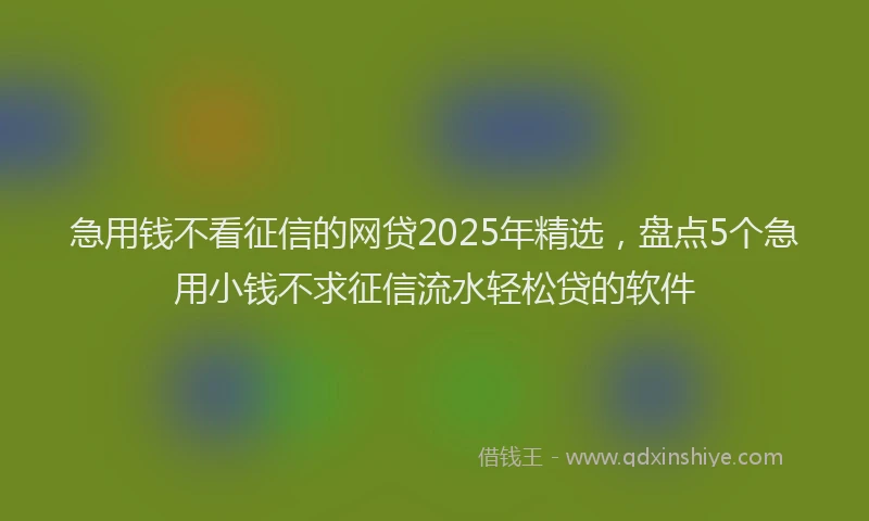急用钱不看征信的网贷2025年精选，盘点5个急用小钱不求征信流水轻松贷的软件