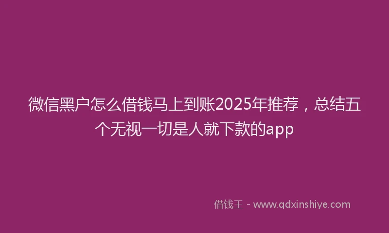 微信黑户怎么借钱马上到账2025年推荐，总结五个无视一切是人就下款的app