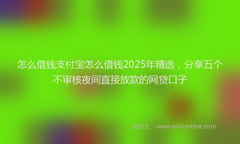 怎么借钱支付宝怎么借钱2025年精选，分享五个不审核夜间直接放款的网贷口子