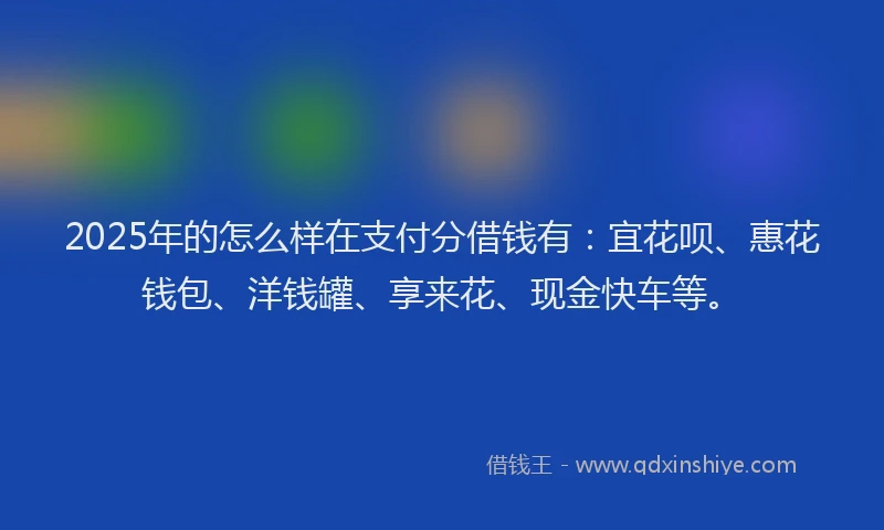 2025年的怎么样在支付分借钱有：宜花呗、惠花钱包、洋钱罐、享来花、现金快车等。