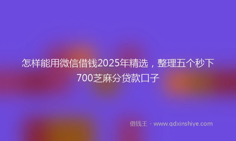 怎样能用微信借钱2025年精选，整理五个秒下700芝麻分贷款口子