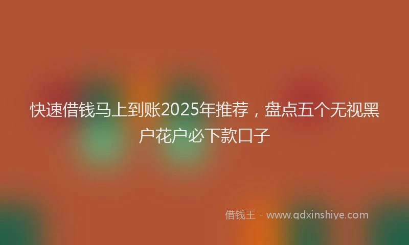 快速借钱马上到账2025年推荐，盘点五个无视黑户花户必下款口子