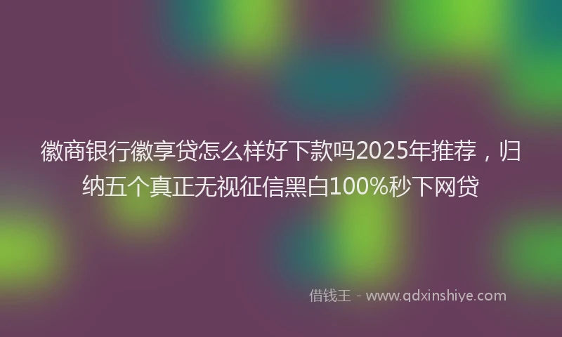 徽商银行徽享贷怎么样好下款吗2025年推荐，归纳五个真正无视征信黑白100%秒下网贷