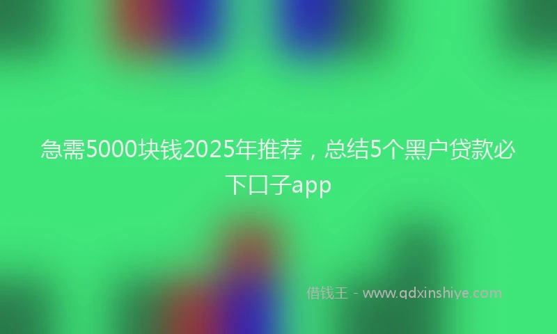 急需5000块钱2025年推荐，总结5个黑户贷款必下口子app