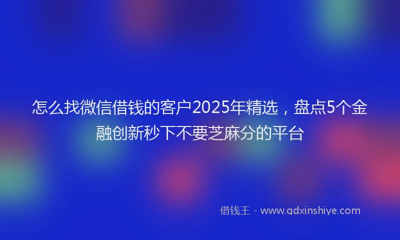 怎么找微信借钱的客户2025年精选，盘点5个金融创新秒下不要芝麻分的平台