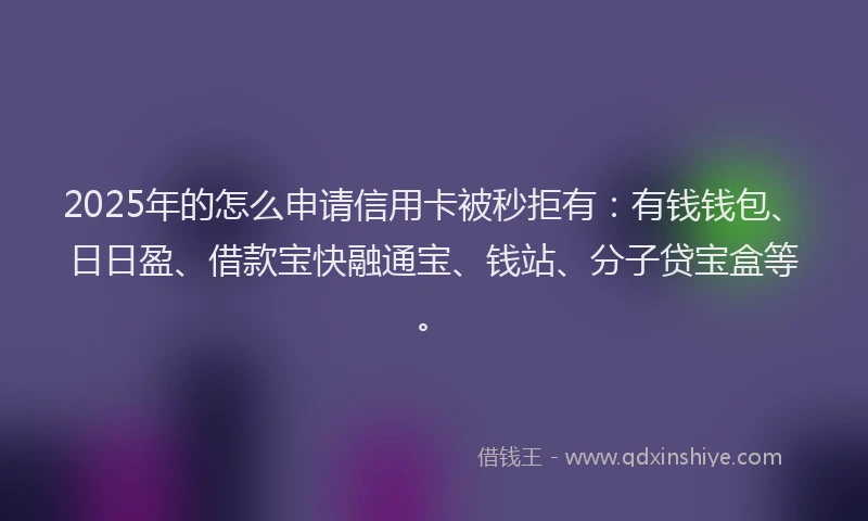 2025年的怎么申请信用卡被秒拒有：有钱钱包、日日盈、借款宝快融通宝、钱站、分子贷宝盒等。