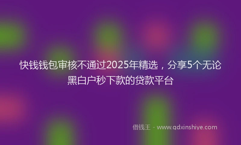 快钱钱包审核不通过2025年精选，分享5个无论黑白户秒下款的贷款平台