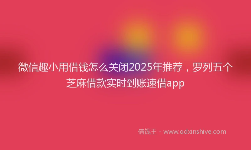 微信趣小用借钱怎么关闭2025年推荐，罗列五个芝麻借款实时到账速借app
