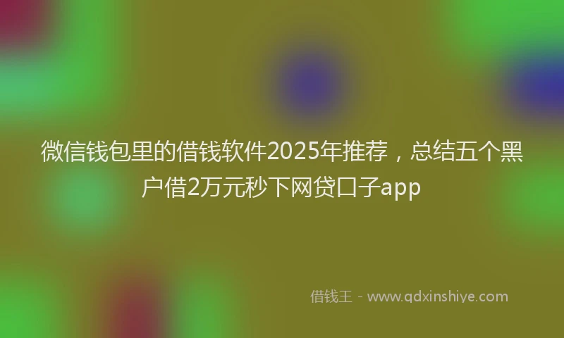 微信钱包里的借钱软件2025年推荐，总结五个黑户借2万元秒下网贷口子app