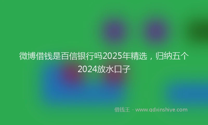 微博借钱是百信银行吗2025年精选，归纳五个2024放水口子