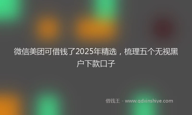 微信美团可借钱了2025年精选，梳理五个无视黑户下款口子