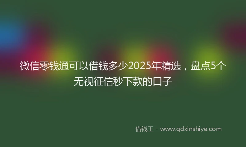 微信零钱通可以借钱多少2025年精选，盘点5个无视征信秒下款的口子