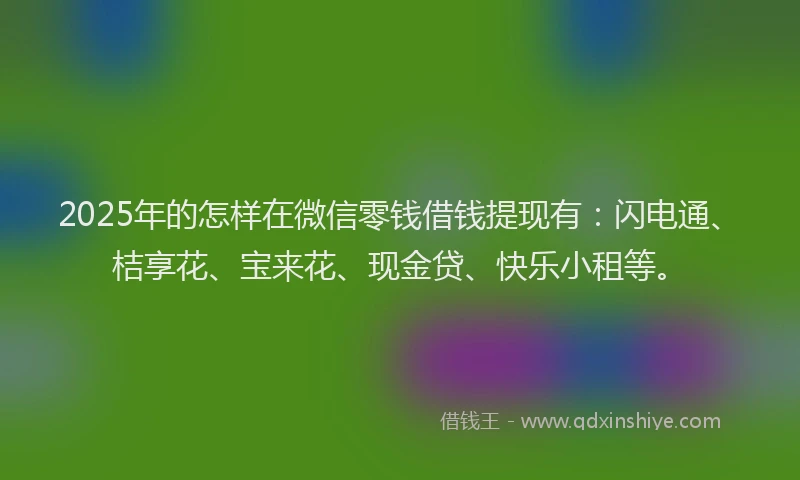2025年的怎样在微信零钱借钱提现有：闪电通、桔享花、宝来花、现金贷、快乐小租等。